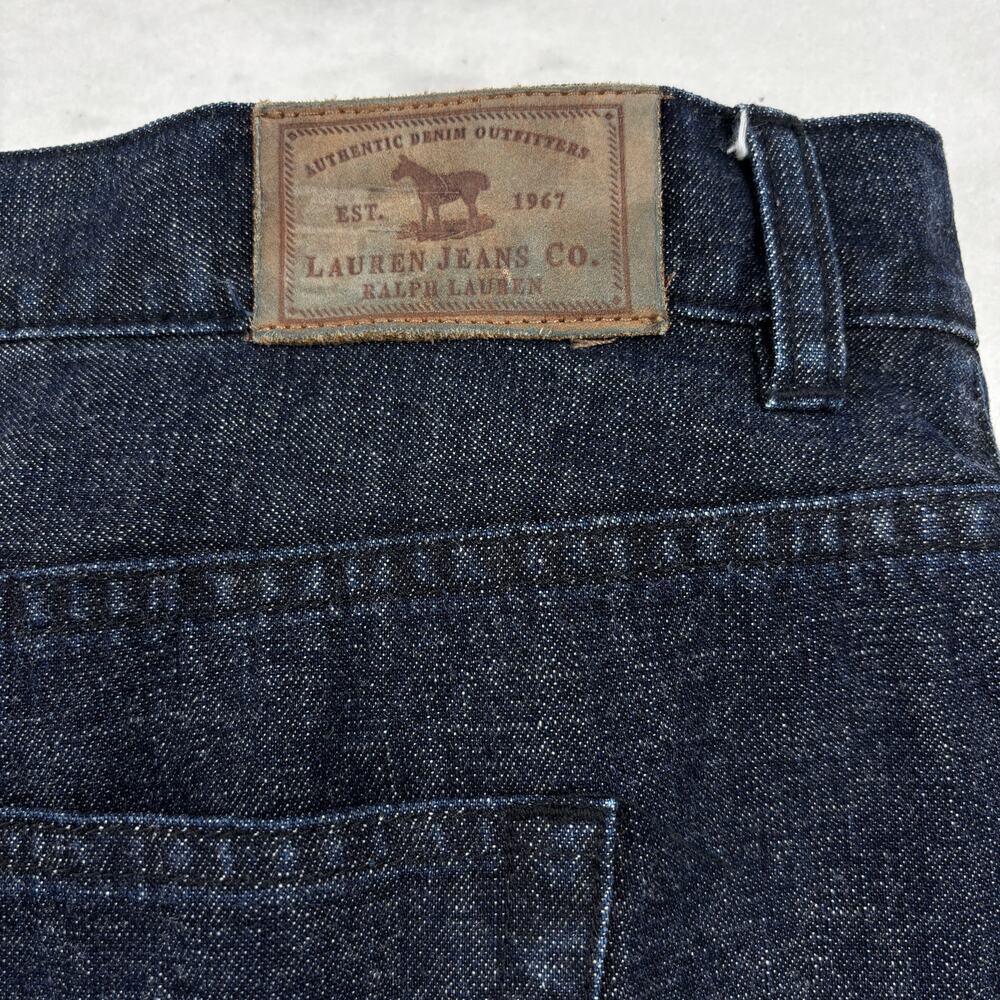 Ralph Lauren High Rise Jeans Size 22W Dark Wash 100% Cotton Straight Y2K - Picture 7 of 11